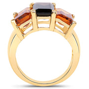 Bids.com 14K Yellow Gold Plated 8.14 Carat Genuine Smoky Quartz, Citrine and Champagne Quartz .925 Sterling Silver Ring Rings