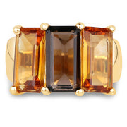 Bids.com 14K Yellow Gold Plated 8.14 Carat Genuine Smoky Quartz, Citrine and Champagne Quartz .925 Sterling Silver Ring Rings