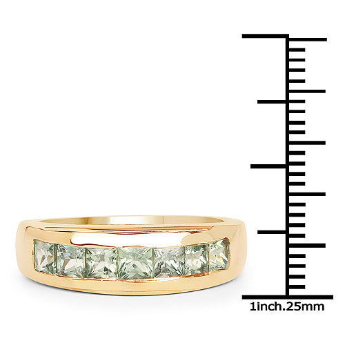 Bids.com 14K Yellow Gold Plated 1.26 Carat Genuine Green Sapphire .925 Sterling Silver Ring Rings