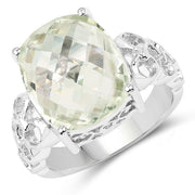 Bids.com 6.74 Carat Genuine Green Amethyst .925 Sterling Silver Ring Rings