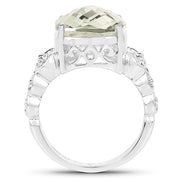 Bids.com 6.74 Carat Genuine Green Amethyst .925 Sterling Silver Ring Rings