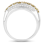 Bids.com 1.91 Carat Genuine Yellow Diamond and White Diamond .925 Sterling Silver Ring Rings