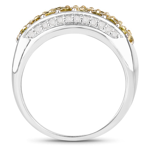 Bids.com 1.91 Carat Genuine Yellow Diamond and White Diamond .925 Sterling Silver Ring Rings