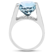 Bids.com 7.21 Carat Genuine Blue Topaz and White Cubic Zirconia .925 Sterling Silver Ring Rings