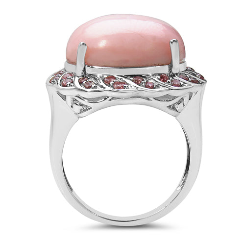 Bids.com 14.59 Carat Genuine Opal & Tourmaline .925 Sterling Silver Ring Rings