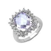 Bids.com 5.55 Carat Genuine Pink Amethyst and White Topaz .925 Sterling Silver Ring Rings