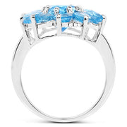 Bids.com 6.35 Carat Genuine Swiss Blue Topaz .925 Sterling Silver Ring Rings
