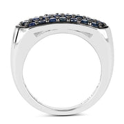 Bids.com 0.99 Carat Genuine Blue Sapphire .925 Sterling Silver Ring Rings