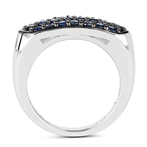 Bids.com 0.99 Carat Genuine Blue Sapphire .925 Sterling Silver Ring Rings