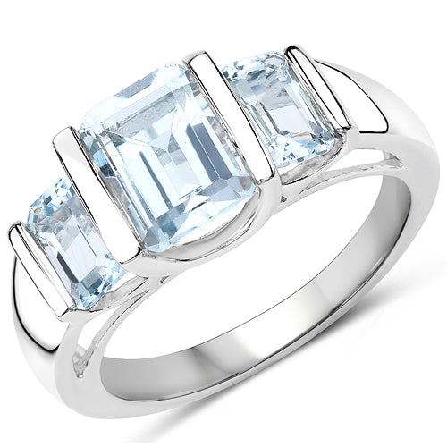 Bids.com 3.21 Carat Genuine Blue Topaz .925 Sterling Silver Ring Rings