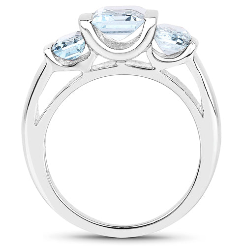 Bids.com 3.21 Carat Genuine Blue Topaz .925 Sterling Silver Ring Rings