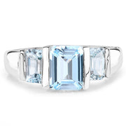 Bids.com 3.21 Carat Genuine Blue Topaz .925 Sterling Silver Ring Rings