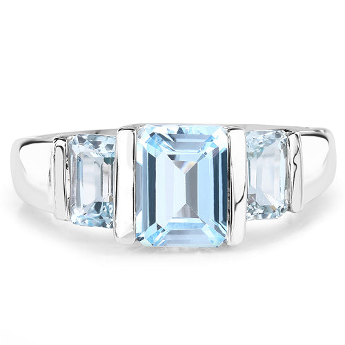 Bids.com 3.21 Carat Genuine Blue Topaz .925 Sterling Silver Ring Rings