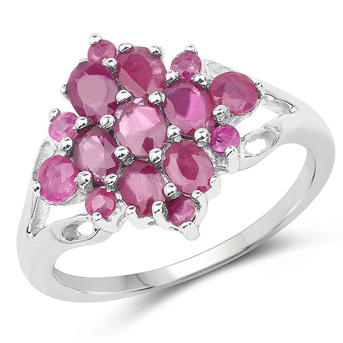 Bids.com 2.10 Carat Genuine Ruby .925 Sterling Silver Ring Rings