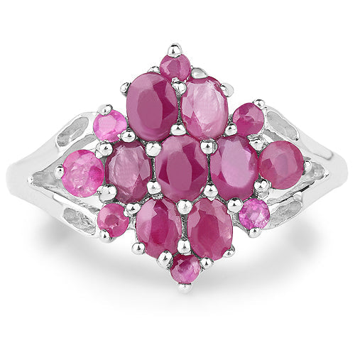 Bids.com 2.10 Carat Genuine Ruby .925 Sterling Silver Ring Rings