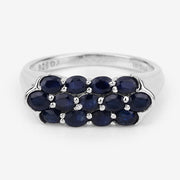 Bids.com 2.60 Carat Genuine Blue Sapphire .925 Sterling Silver Ring Rings
