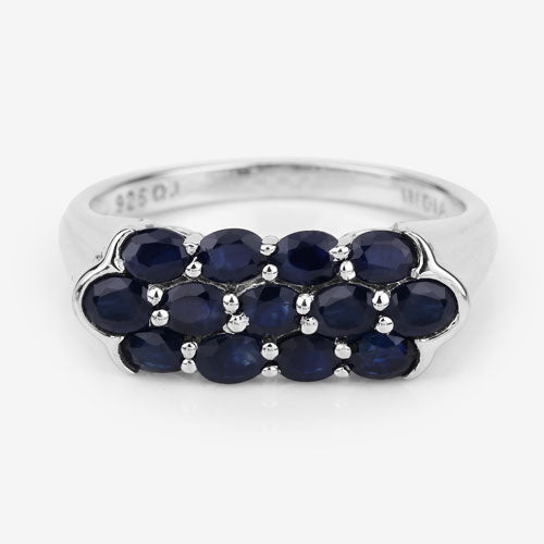 Bids.com 2.60 Carat Genuine Blue Sapphire .925 Sterling Silver Ring Rings