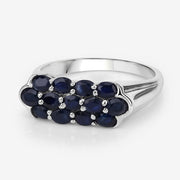 Bids.com 2.60 Carat Genuine Blue Sapphire .925 Sterling Silver Ring Rings