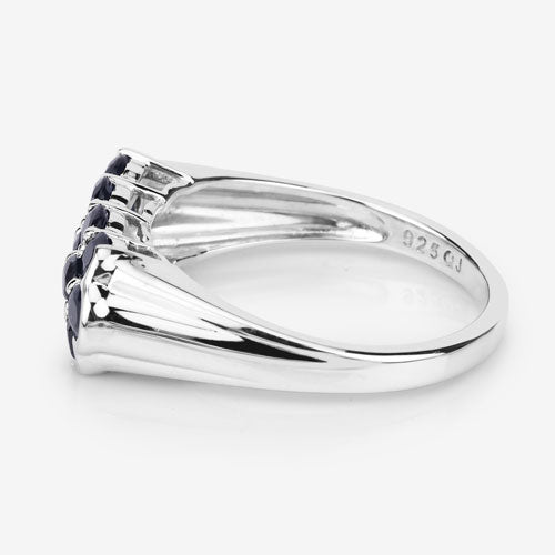 Bids.com 2.60 Carat Genuine Blue Sapphire .925 Sterling Silver Ring Rings