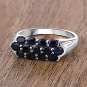 Bids.com 2.60 Carat Genuine Blue Sapphire .925 Sterling Silver Ring Rings