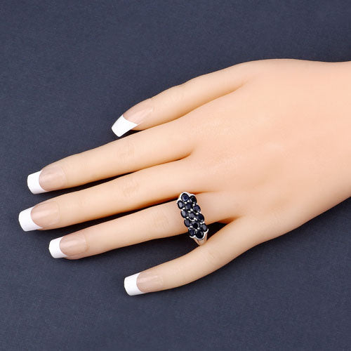 Bids.com 2.60 Carat Genuine Blue Sapphire .925 Sterling Silver Ring Rings