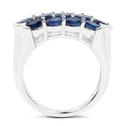 Bids.com 2.60 Carat Genuine Blue Sapphire .925 Sterling Silver Ring Rings
