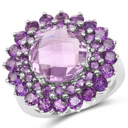 Bids.com 8.02 Carat Genuine Amethyst .925 Sterling Silver Ring Rings
