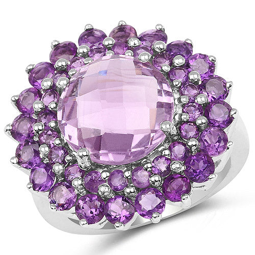 Bids.com 8.02 Carat Genuine Amethyst .925 Sterling Silver Ring Rings
