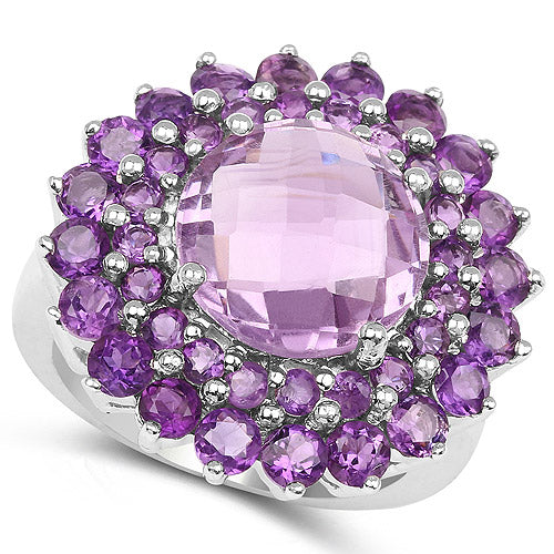 Bids.com 8.02 Carat Genuine Amethyst .925 Sterling Silver Ring Rings