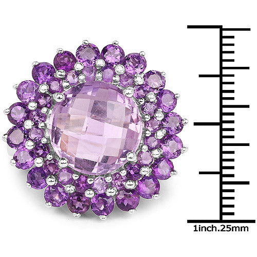 Bids.com 8.02 Carat Genuine Amethyst .925 Sterling Silver Ring Rings
