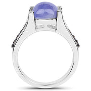 Bids.com 3.20 Carat Genuine Tanzanite and Black Spinel .925 Sterling Silver Ring Rings