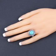 Bids.com 6.10 Carat Genuine Larimar and Tanzanite .925 Sterling Silver Ring Rings