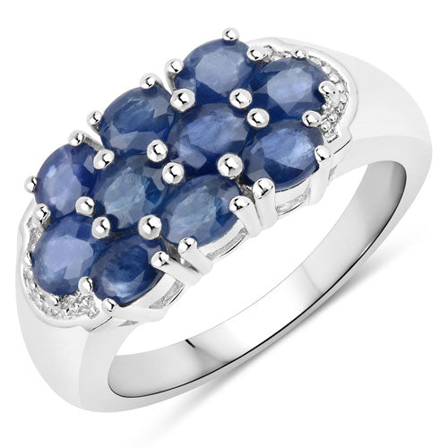 Bids.com 2.00 Carat Genuine Blue Sapphire .925 Sterling Silver Ring Rings