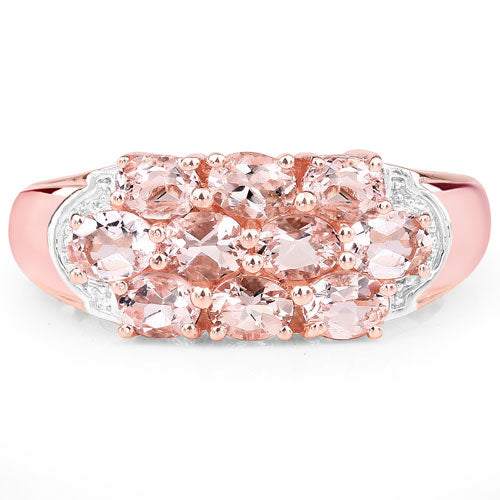 Bids.com 1.50 Carat Genuine Morganite .925 Sterling Silver Ring Rings