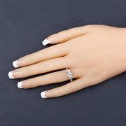 Bids.com 0.95 Carat Genuine Aquamarine and White Diamond .925 Sterling Silver Ring Rings