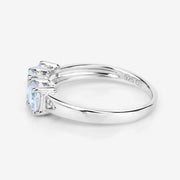 Bids.com 0.95 Carat Genuine Aquamarine and White Diamond .925 Sterling Silver Ring Rings