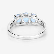 Bids.com 0.95 Carat Genuine Aquamarine and White Diamond .925 Sterling Silver Ring Rings