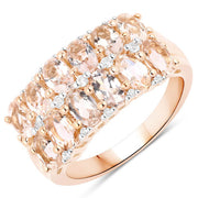 Bids.com 2.80 Carat Genuine Morganite and White Topaz .925 Sterling Silver Ring Rings