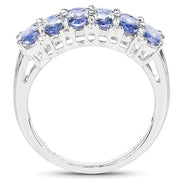 Bids.com 3.16 Carat Genuine Tanzanite & White Topaz .925 Sterling Silver Ring Rings