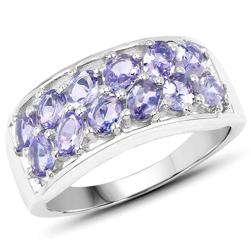 Bids.com 2.04 Carat Genuine Tanzanite .925 Sterling Silver Ring Rings