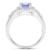 Bids.com 1.42 Carat Genuine Tanzanite & White Topaz .925 Sterling Silver Ring Rings