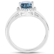 Bids.com 2.13 Carat Genuine London Blue Topaz and White Topaz .925 Sterling Silver Ring Rings