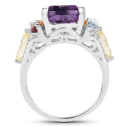 Bids.com 6.30 Carat Genuine Multi Stone .925 Sterling Silver Ring Rings