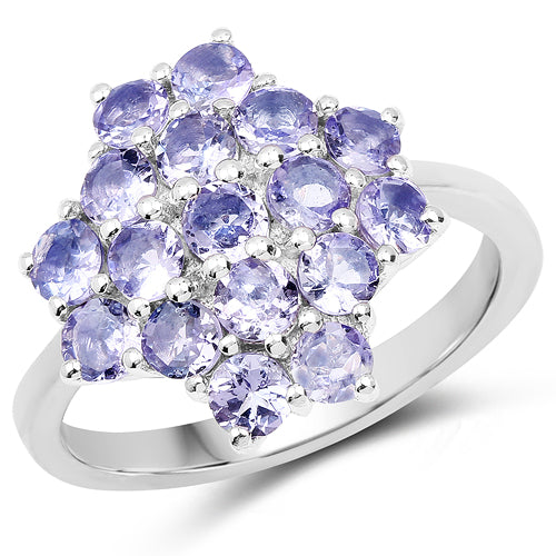Bids.com 1.70 Carat Genuine Tanzanite .925 Sterling Silver Ring Rings