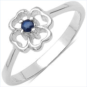 Bids.com 0.07 Carat Genuine Blue Sapphire .925 Sterling Silver Ring Rings