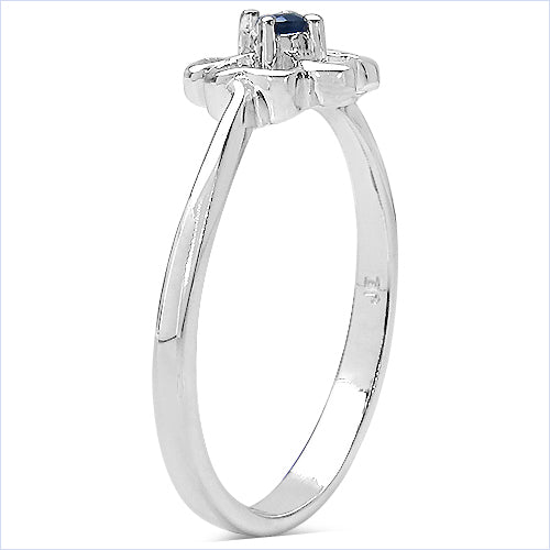 Bids.com 0.07 Carat Genuine Blue Sapphire .925 Sterling Silver Ring Rings