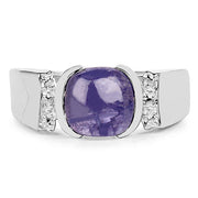 Bids.com 2.80 Carat Genuine Tanzanite .925 Sterling Silver Ring Rings