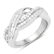 Bids.com 0.47 Carat Genuine White Diamond .925 Sterling Silver Ring Rings