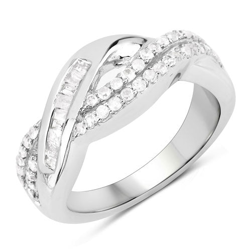 Bids.com 0.47 Carat Genuine White Diamond .925 Sterling Silver Ring Rings