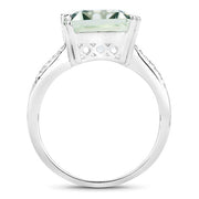 Bids.com 10.64 Carat Genuine Green Amethyst and White Topaz .925 Sterling Silver Ring Rings
